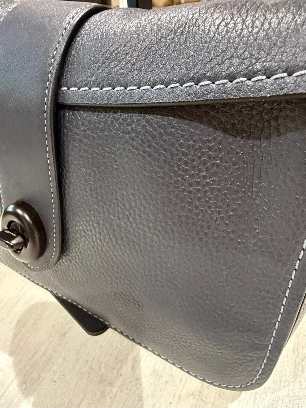 Coach Page 27 Blue Pebbled Leather Shoulder Bag